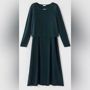 J.Jill Dark Teal Slip Dress With Mesh Top